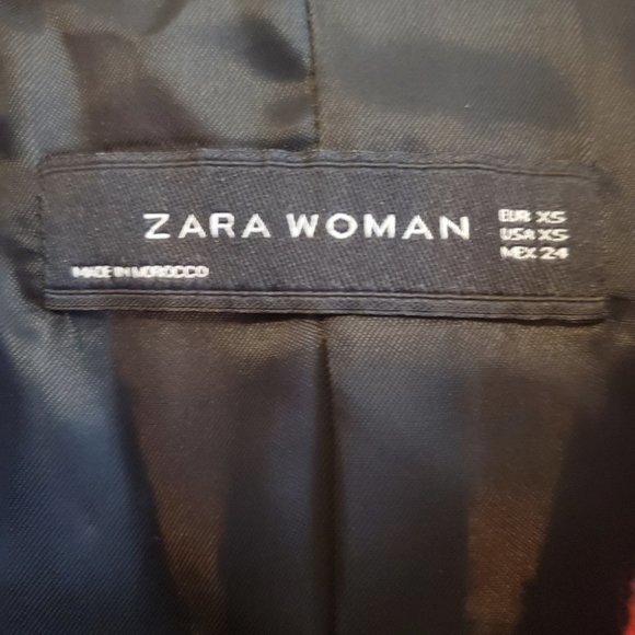 ZARA | RARE Plaid Tweed Red Checkered Frayed Hem Collared Blazer (Size XS) - Picture 13 of 15